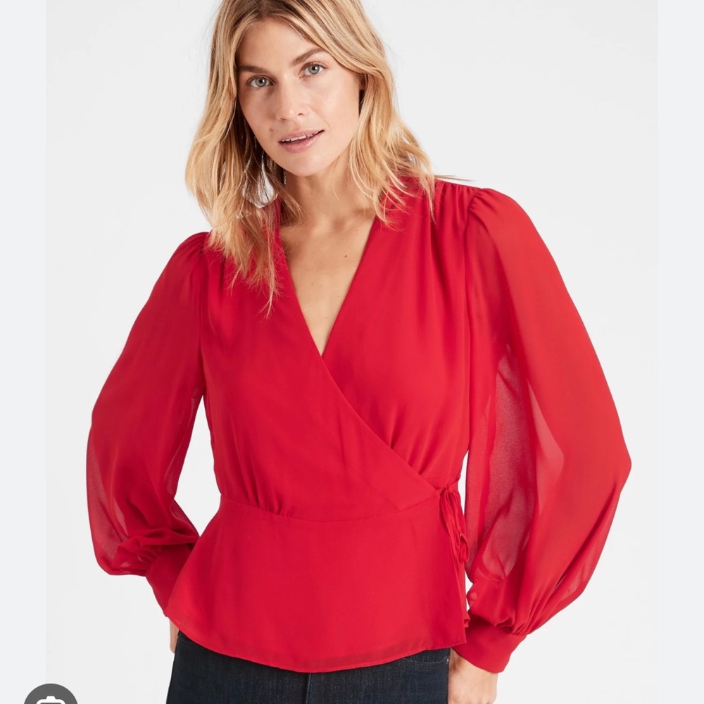Banana Republic red wrap top small worn 2x
